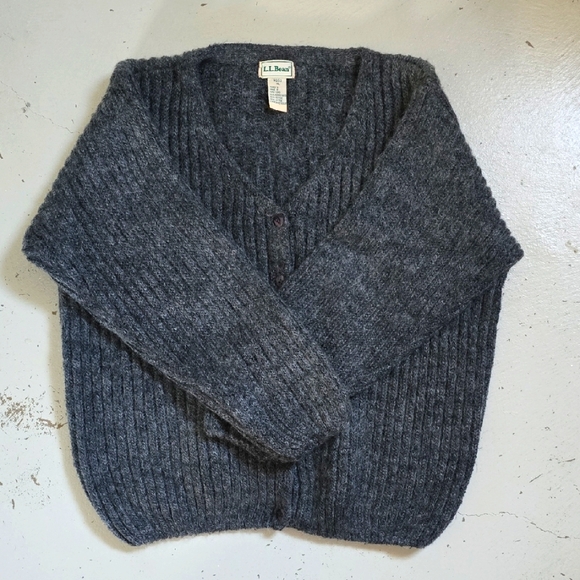 Vintage L.L. Bean Charcoal Mohair Wool Chunky Cardigan Size XL Women's - Picture 1 of 7